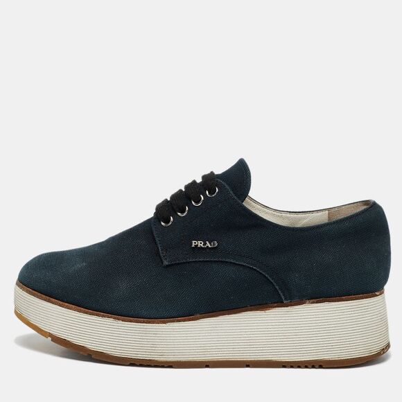 Prada Navy Blue Denim Platform Lace Up Sneakers Size 37,New Products : American Fashion Style Bags On Sale